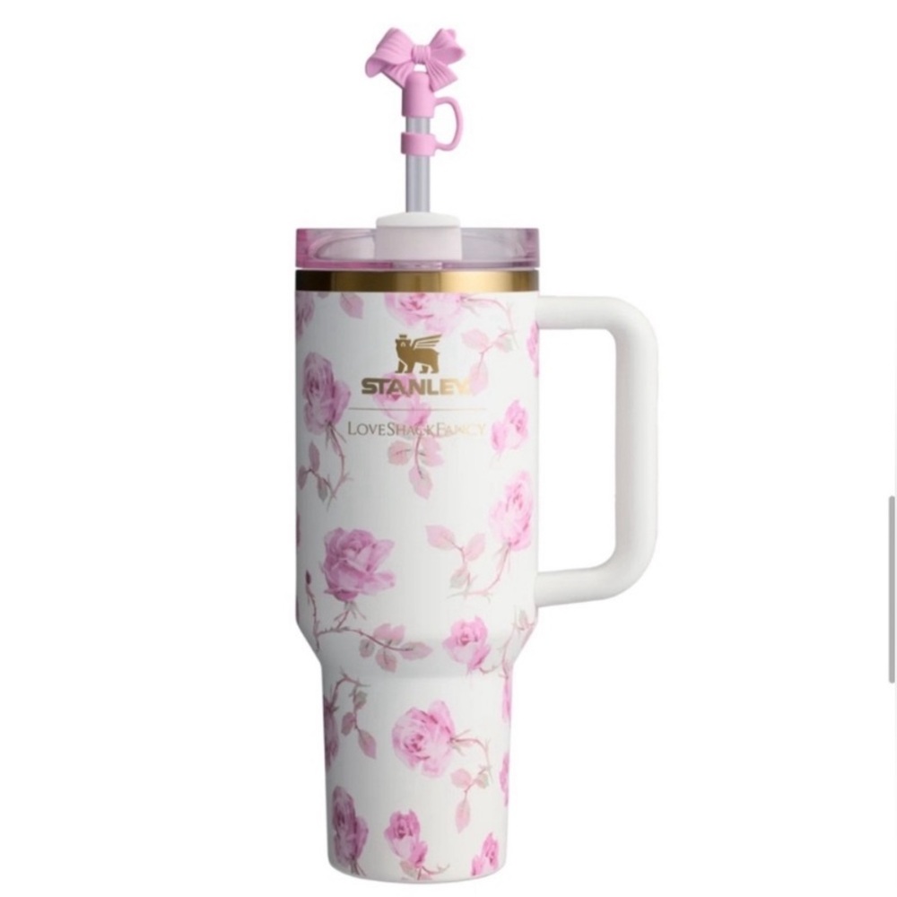 NWT The Stanley X LoveShack Fancy 40 oz Tumbler Quencher in Ribbon Rosa Pink